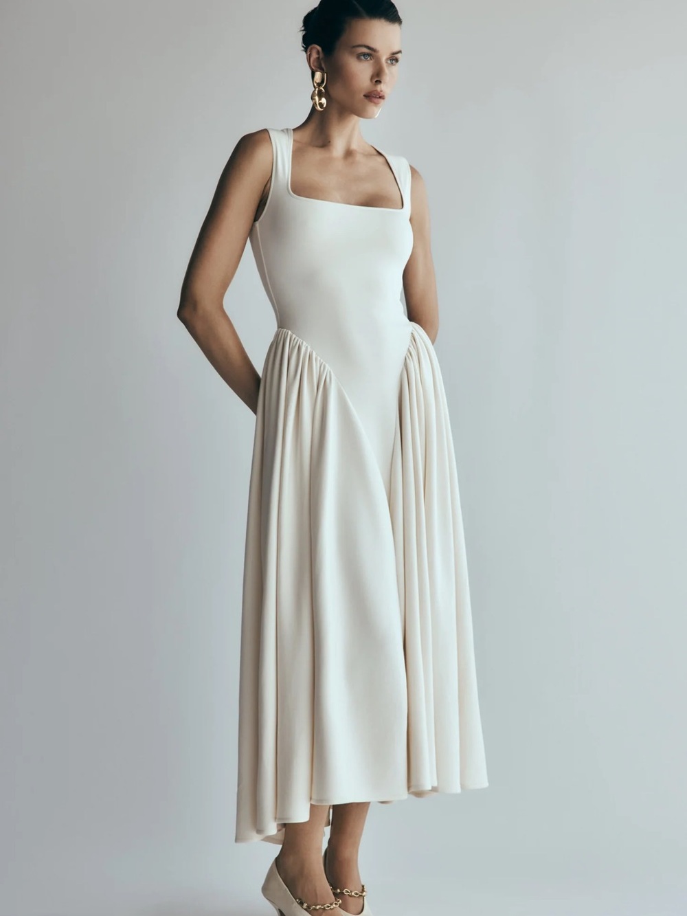 Meshki Sharon Scuba Jersey Midi Dress - Ivory